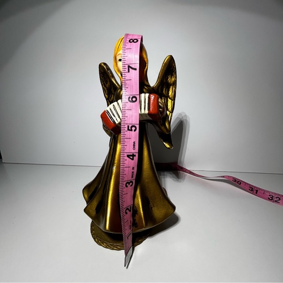 Golden Christmas Angel Holding Accordion Japan Vintage Musical Silent Night - Picture 8 of 8